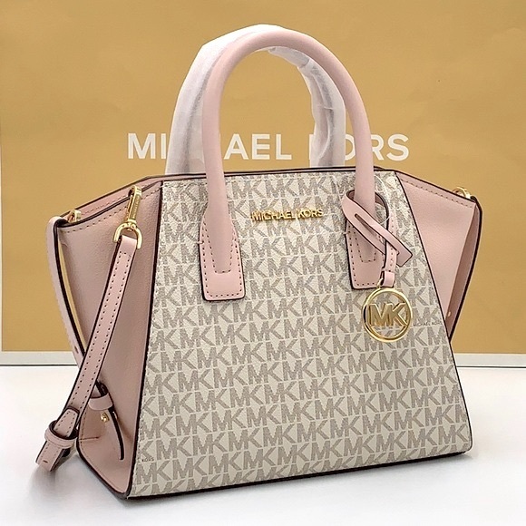 Michael Kors Handbags - MICHAEL KORS
Avril Small Logo Top-Zip Satchel Powder Blush Multi signature color